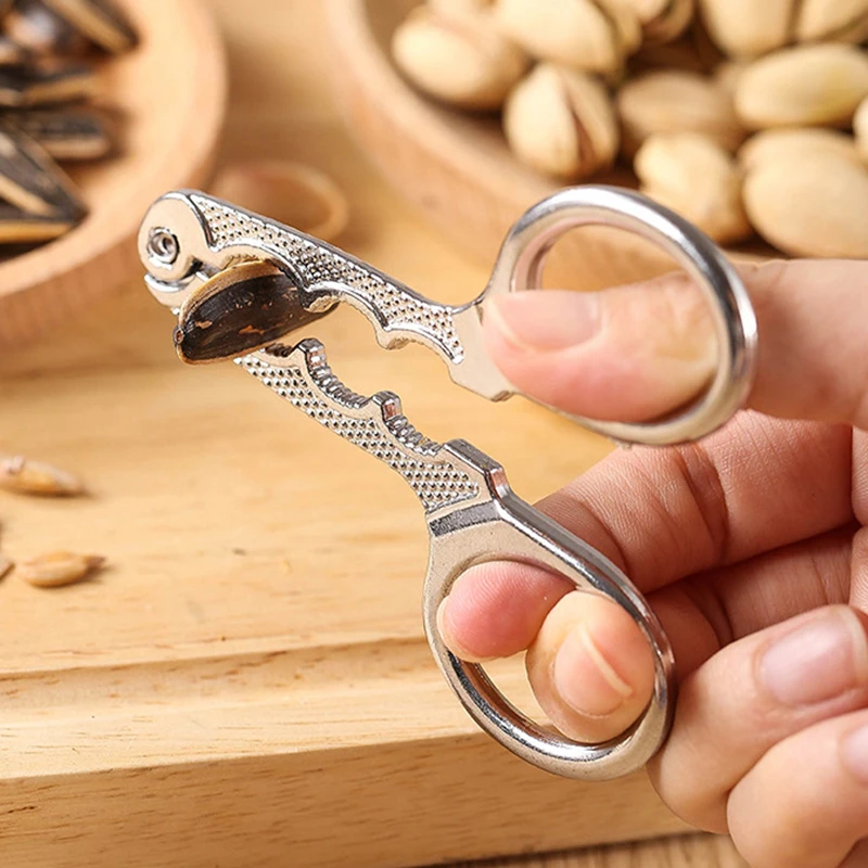 Tragbarer Nussöffner aus Aluminiumlegierung, Walnusszange, Pistazien-Haselnuss-Schäler, Sonnenblumen-Samen-Schneider, multifunktionales 3-in-1-Nusswerkzeug