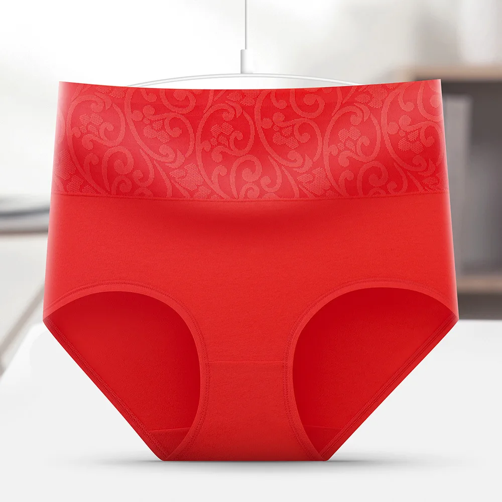 1pcs Cotton Brief Women Solid Panties Girl High Waist Comfort Underpant Lady Plus Size Underwear Female Jacquard Ventilate Panty - Image 3