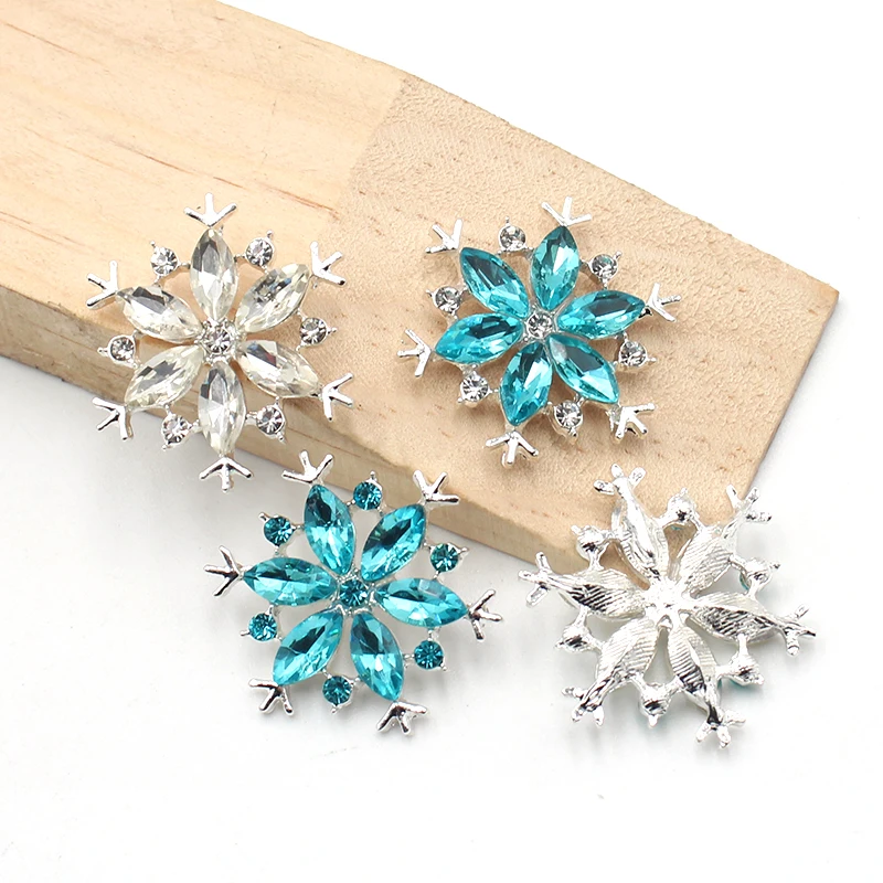 5 PCS of 27 mm Shniy Alloy rhinestone snowflake Christmas tree DIY Wedding Clothing hair Christmas decoration accessories