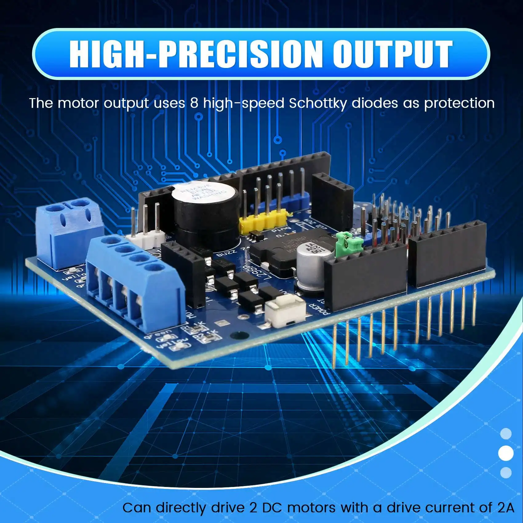 A97I-10X L298P DC Motor Drive Board Module L298P DC Motor Drive Shield Board Module 2A Dual H-Bridge 2 Way For Arduino UNO R3
