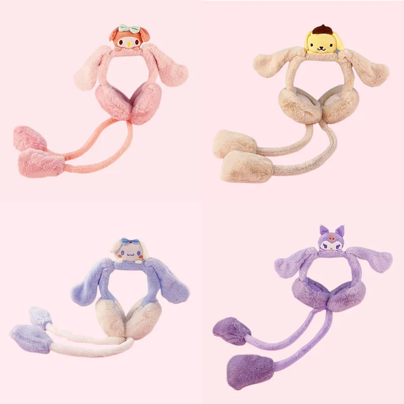 

Sanrio наушники Cinnamoroll наушники с подвижными ушами удобные теплые Мультяшные милые мужские и женские теплые с плюшем зимой