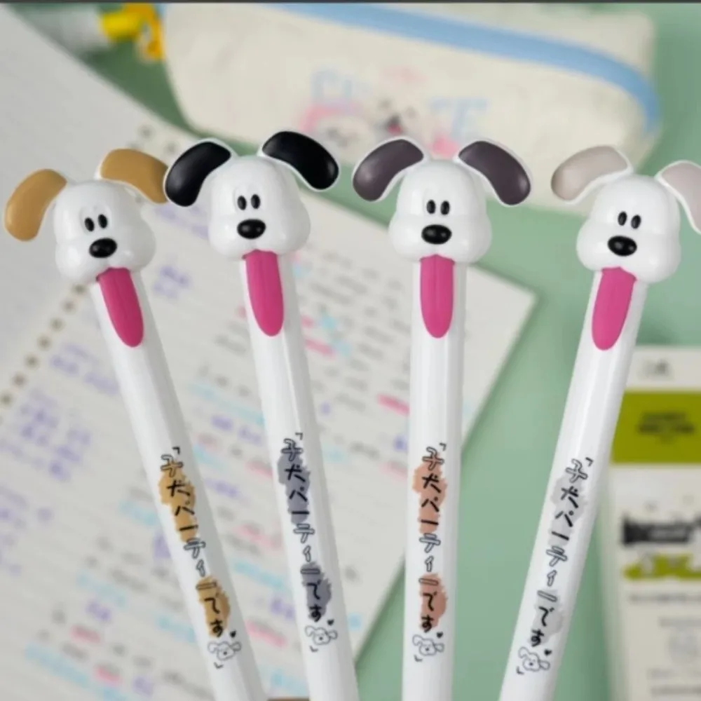 Kawaii Style Cat and Dog Gel Pens Pull-Out Fine Tip Writing Pens 0.5mm Black Ink Stationery Pens Children Gift