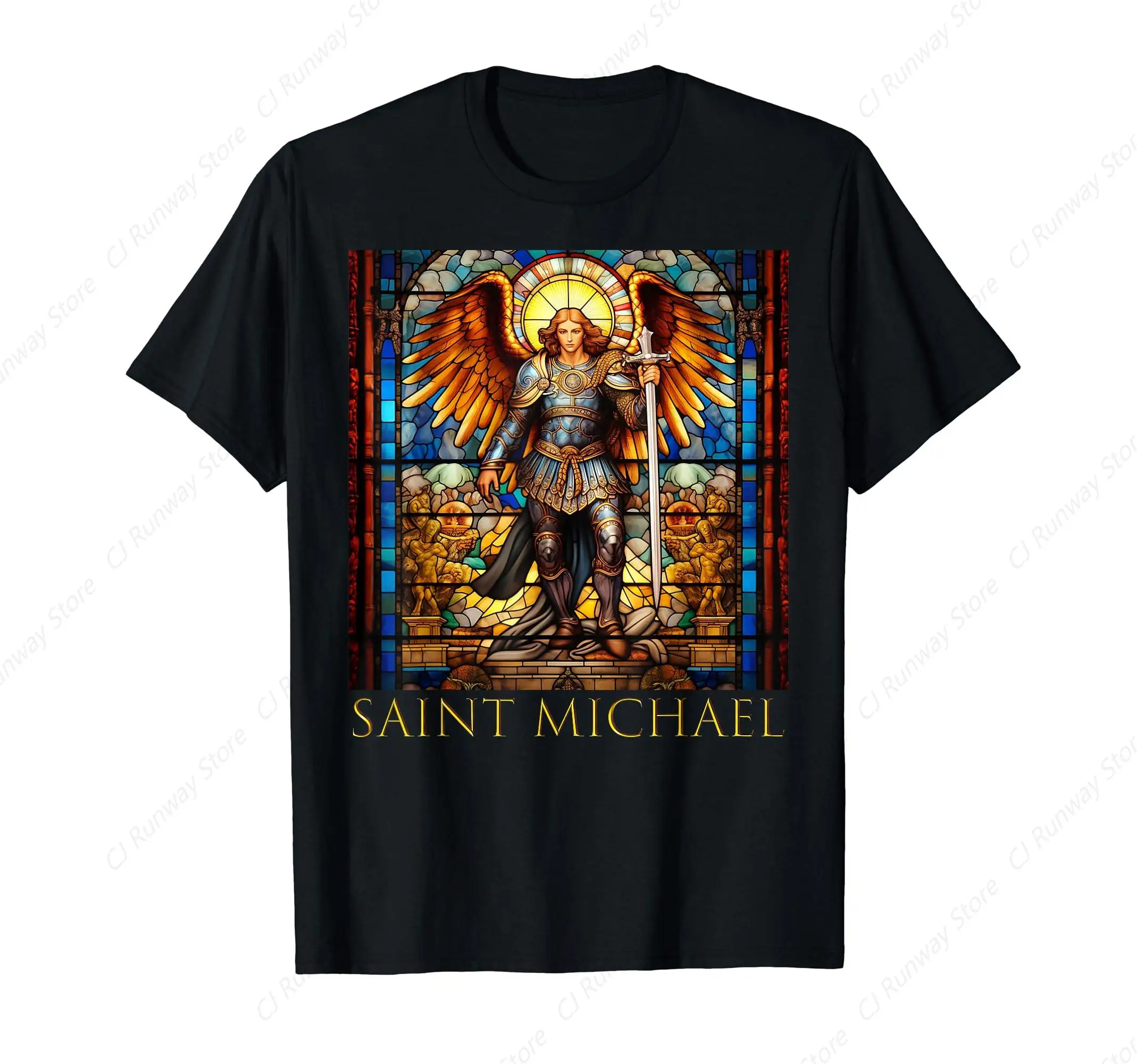 Saint Michael the Archangel T-Shirt Men Tshirt Wome Cotton Tees Tops Loose Short Sleeves Oversized Clothing