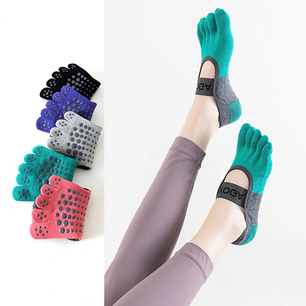 

Нескользящие носки для йоги для женщин, нескользящие носки для йоги с пятью пальцами и противоскользящими элементами, обувь для занятий в студии в балетном стиле, премиум-класса, из чесаного хлопка