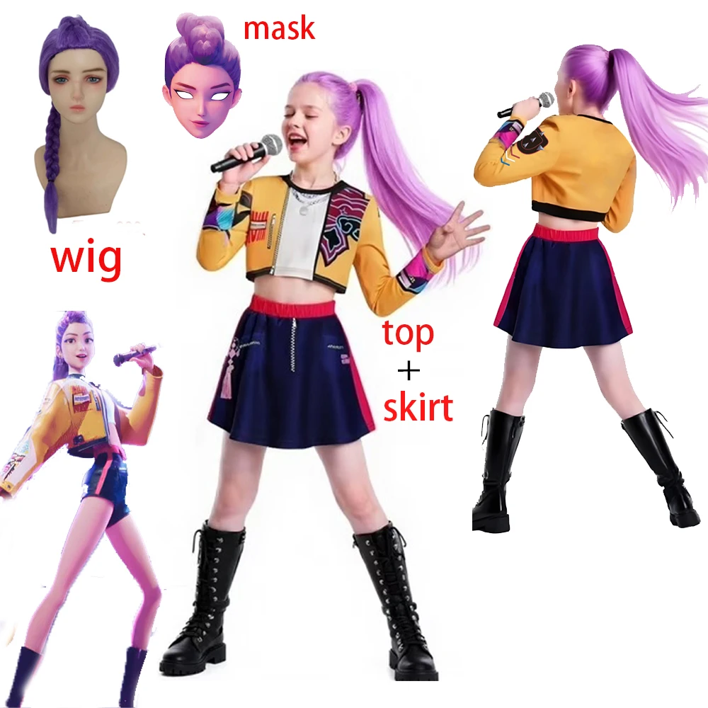 أزياء الهالوين للفتيات زوي KPop شيطان الصيادين أزياء تنكرية للأطفال هنتركس رومي زي أداء المسرح للفتيات من سن 3 إلى 14 سنة #1