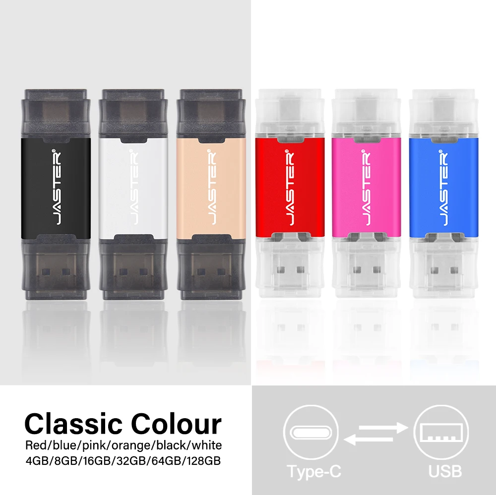 Top Quality USB Flash Drives 128GB 64GB Pen Drive Real Capacity Pendrive 8GB Type-c 2 IN 1 Memoria USB Stick 8G USB for Phone/PC