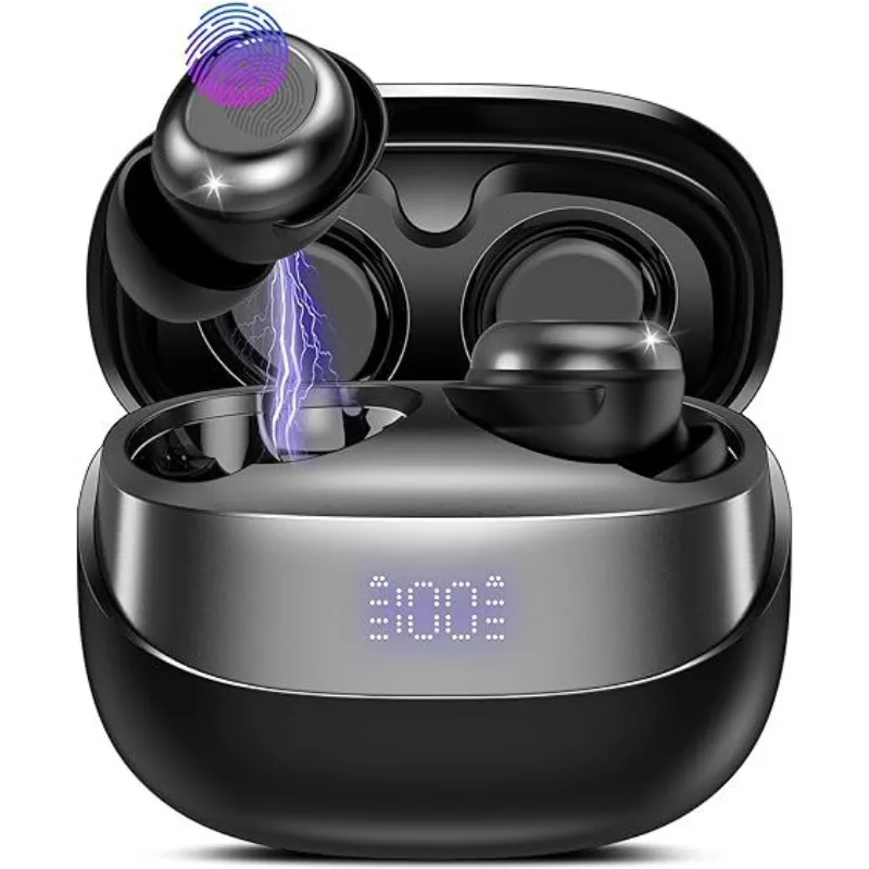 Earbud Olahraga Bluetooth 5.4 IPX5 Tahan Air Headphone In-Ear 30 Jam Waktu Putar Mikrofon HD Suara Stereo HiFi untuk Lari dan Olahraga