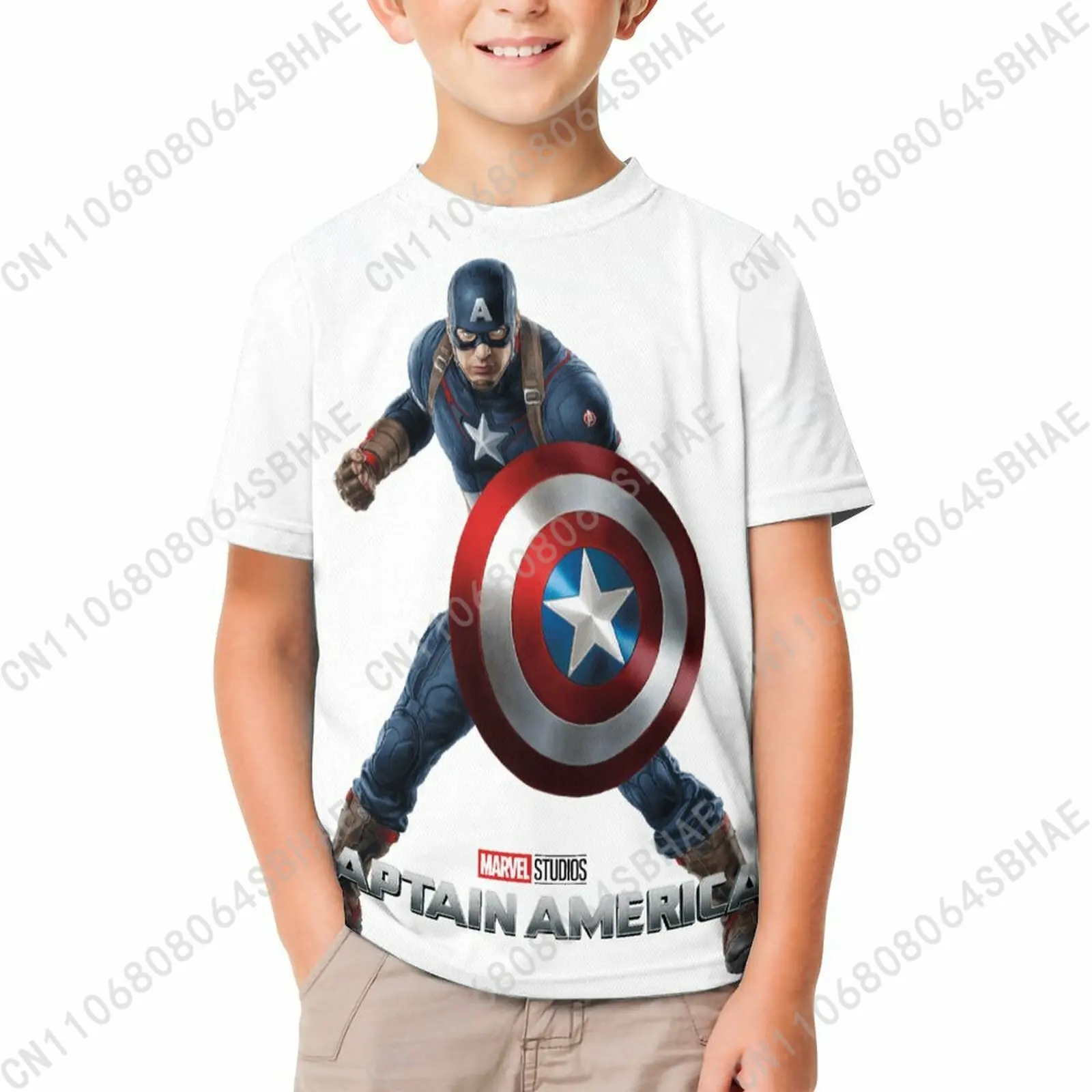 

Marvel Captain America T Shirt Boy Girl Short Sleeve Print Cotton TShirt Comfortable Crew Neck Children Child Tee Cosplay