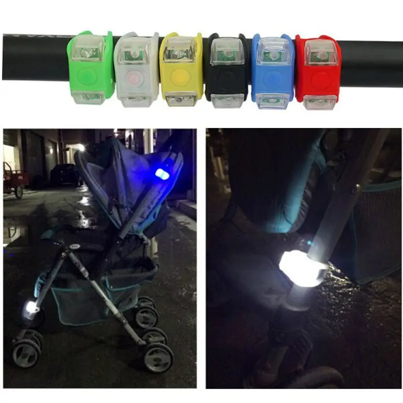 Luz noturna para carrinho bebê, 2 peças, com função alarme, luz advertência silicone à prova d'água, aviso luz