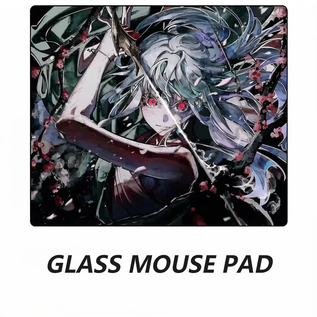 Anime Girl Cool Esports Photovoltaic Glass Mouse Pad Mats Tempered Upgrade Smooth FPS Game & Office Specific Pc Laptop Desk Mat