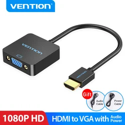 Vention HDMI VGA adaptörü erkek kadın dönüştürücü 1080P VGA HDMI ile 3.5 Jack ses kablosu dizüstü TV kutusu için HDMI VGA