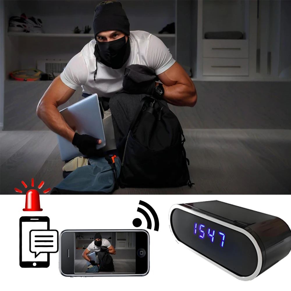 HD 4K multifunctional mini camera, supports WIFI remote viewing, motion detection, equipped with 9 infrared night vision lights