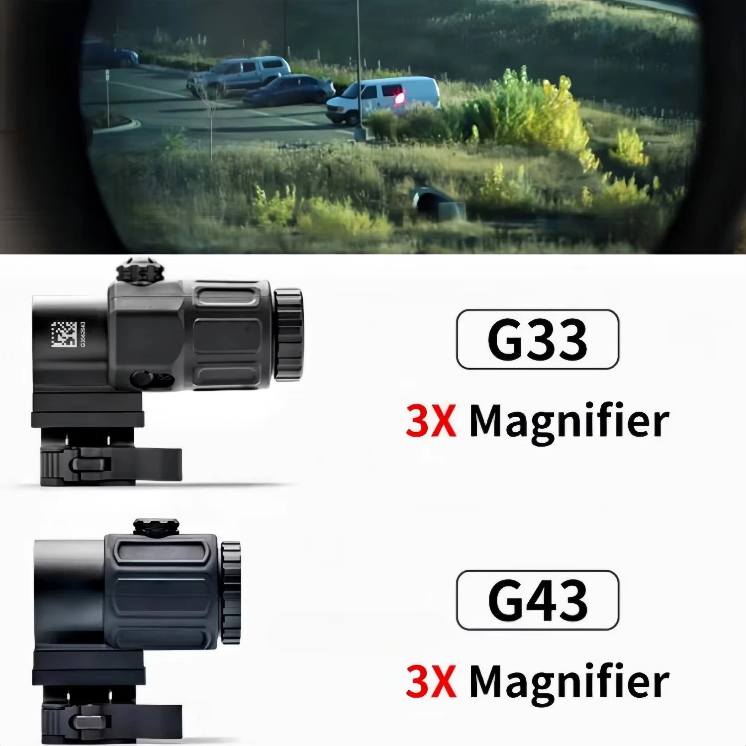 Tactical  G33 G43 G45 Sight Fixed 3X 5X Magnifier Scope with Quick Disassembly and Flipping for Airsoft Hunting Collimator
