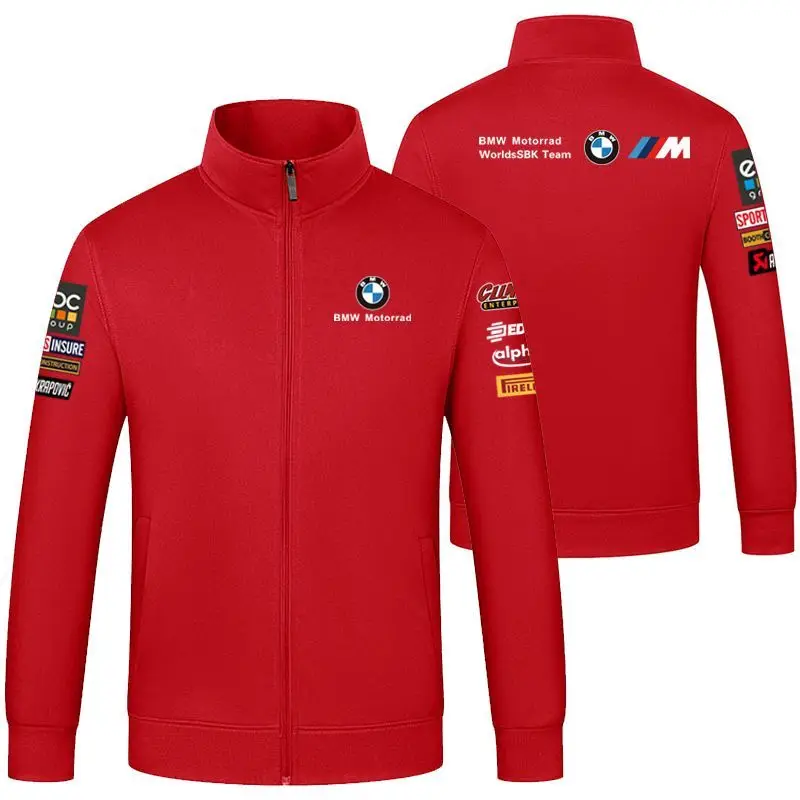 

BMW motorcycle racing sweatshirt jacket with long sleeves, customized printed racing stand collar for cycling enthusiasts