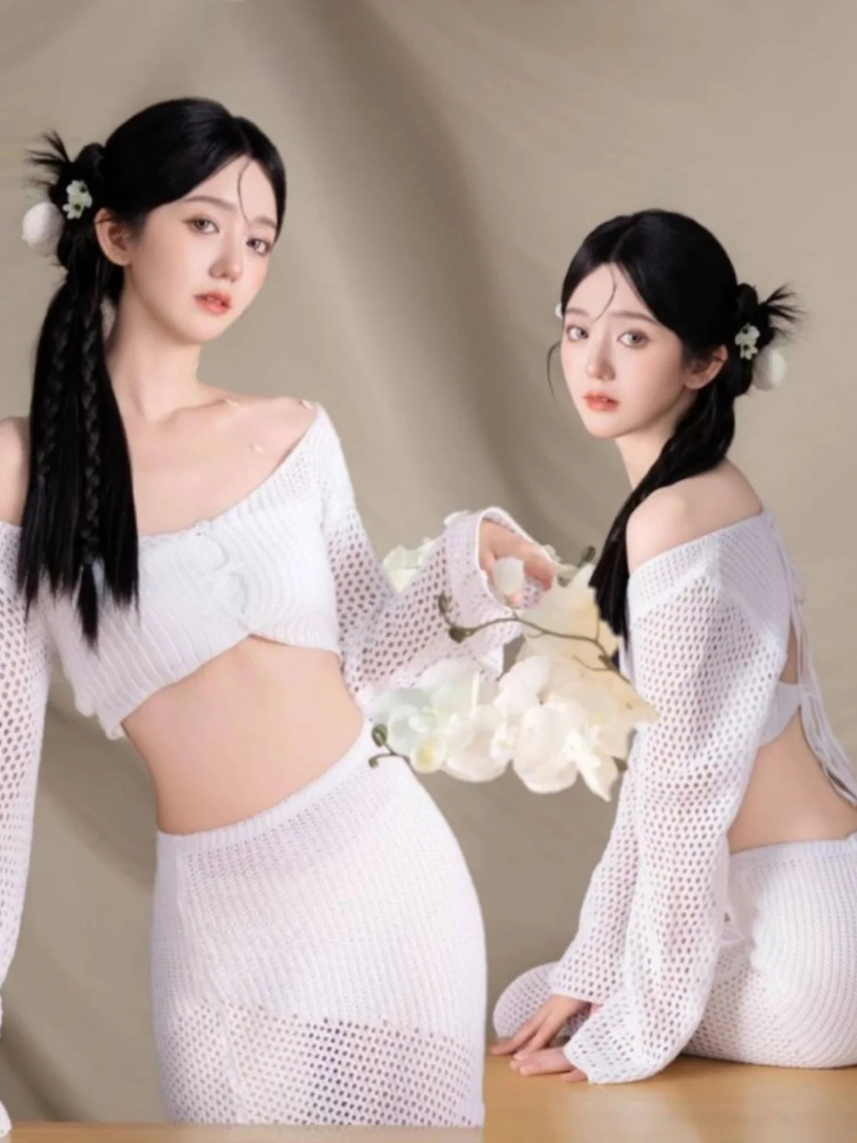 

New Arrival Photography Studio Girl's Creamy Style Pure Desire Sweater Shooting Atmosphere Feeling Photography Clothing