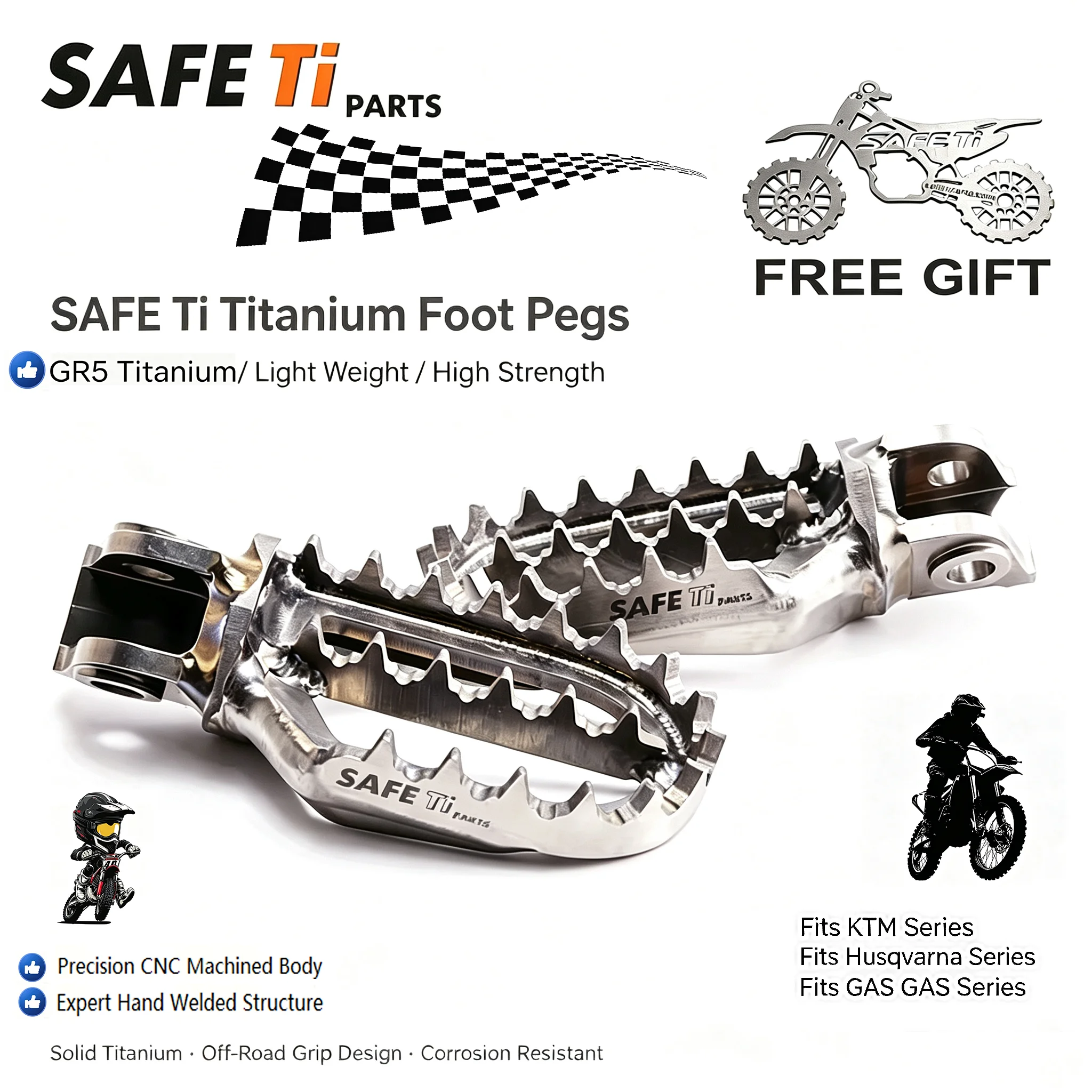 For KTM 790 ADV NEW Husqvarna GAS GAS Titanium Alloy Footpegs Motocross Dirt Bike Front Footrest