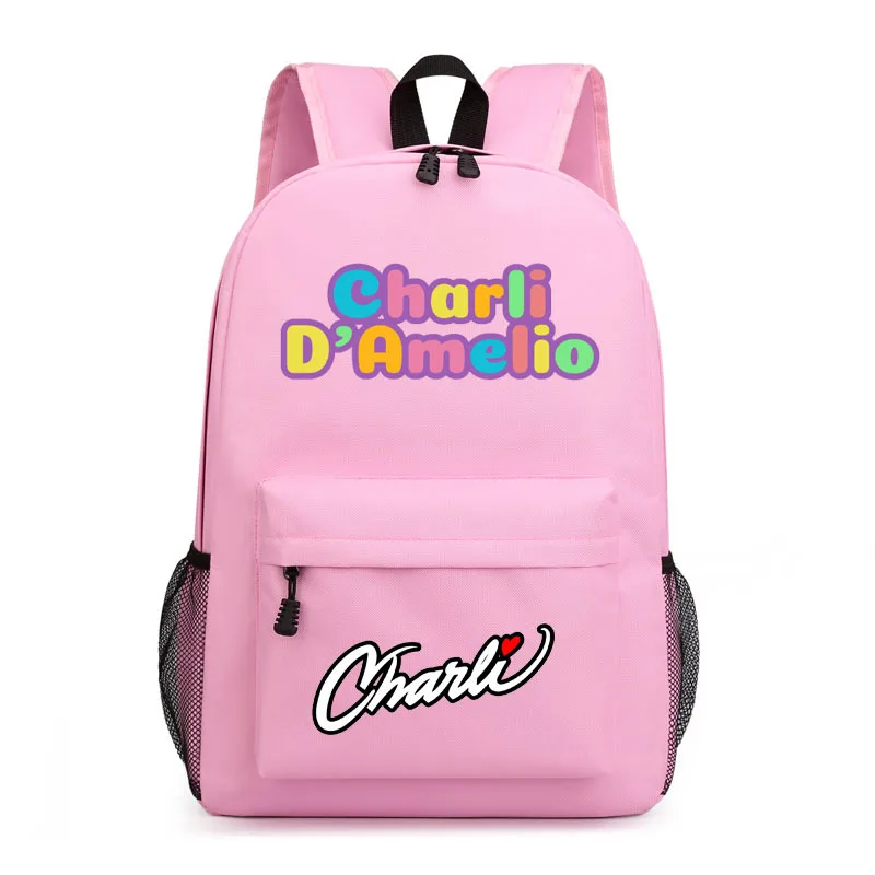 الهيب هوب شعبية Charli D'amelio حقائب ظهر للكمبيوتر المحمول التلاميذ الحقائب المدرسية طباعة أكسفورد مقاوم للماء بنين/بنات حقائب الكمبيوتر المحمول