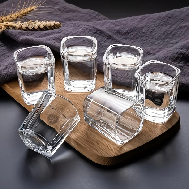 

Small Square Shot Glass Home BarwareTraditional Chinese Liquor Glass Cups Set 1L