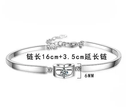 925 Sterling Silver Heart Cut Moissanite Bracelet for Women