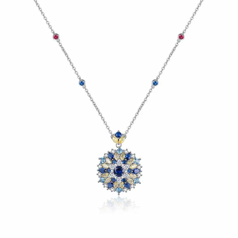 Luxury Solid Platinum PT950 Women's candy series blue moissanite diamond pendant necklace