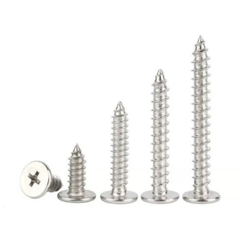 10-500pcs M2 M2.3 M2.6 M3 M3.5 M4 M5 M6 M8 304 Stainless Steel CA Ultra-thin Head Cross Flat Head Self Tapping Wood Screw