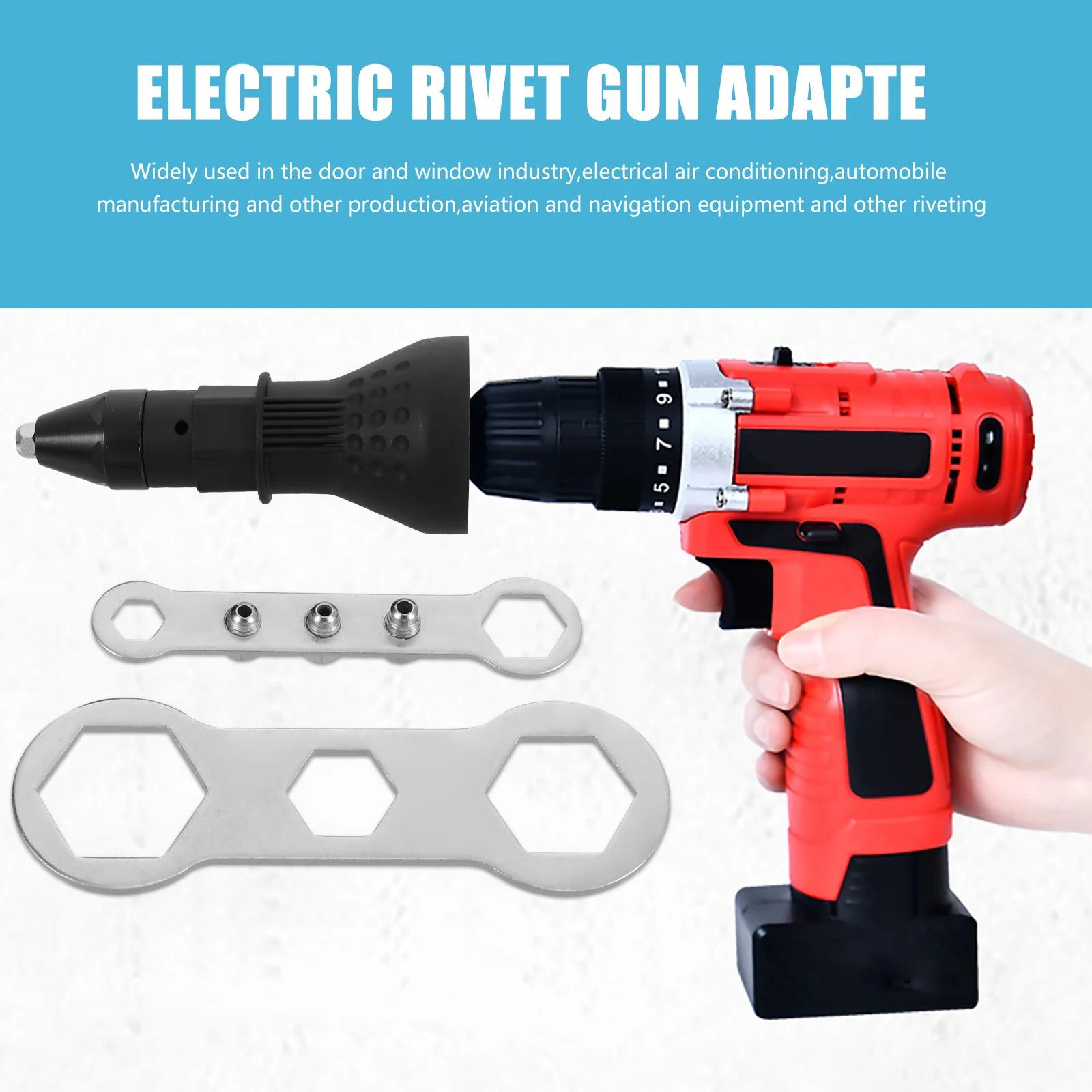 

1Set Electric Rivet Adapter Black Professional Cordless Rivet Nut Shooter Drill Adapter Power Machine Tool for Door Window Auto