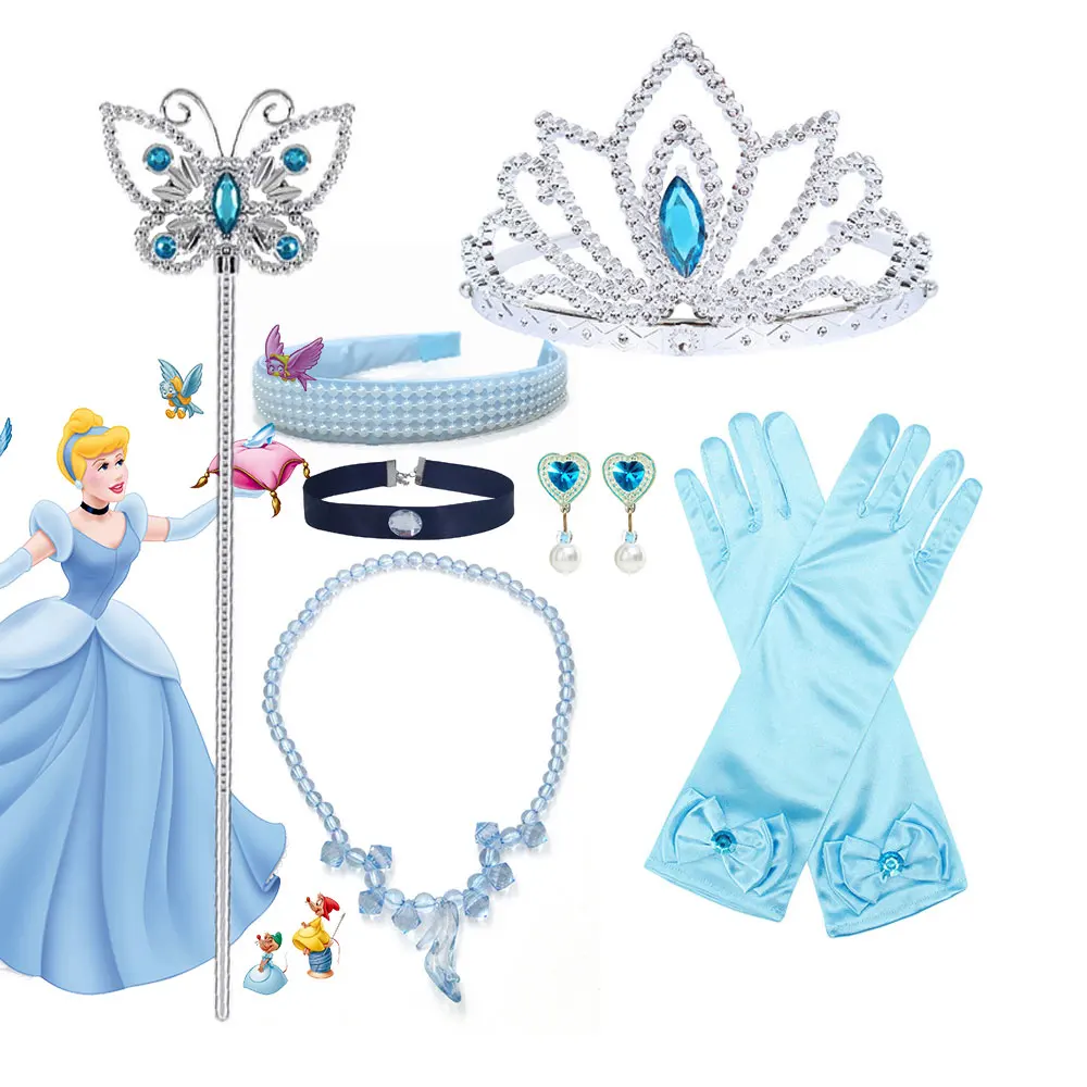 

Disney Cinderella Cosplay Costume Headdress Tiara Butterfly Wand Headband Choker Girl Halloween Role Play Accessories Party Gift