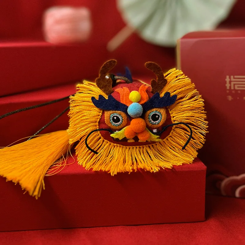 Chinese Traditionele Gunstige Handgemaakte Gelukstas Diy Kit Doek Art Dragon Zegen Tas Materiaal Pakket Fortuin Accessoires