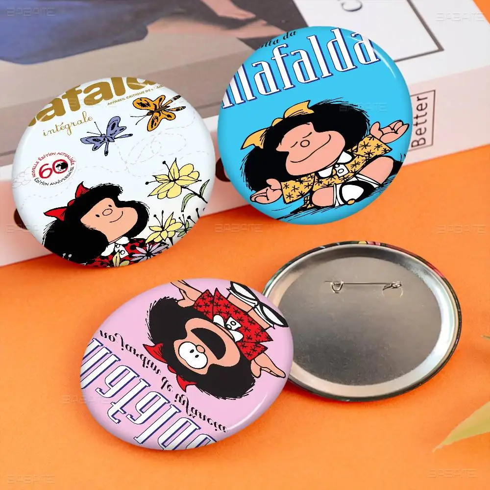 Pin de solapa creativo de estaño con icono de animal de la serie cómica M-Mafalda, insignia para mochila, accesorio.