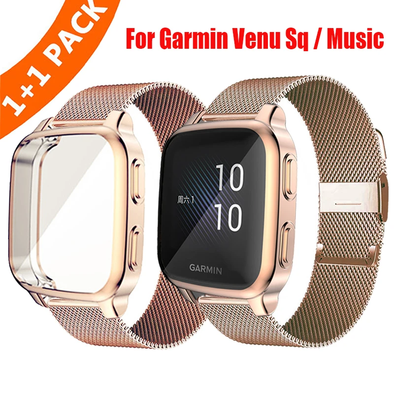 Metal strap Case Protector For Garmin Venu Sq 2 smart watch accessories For Garmin Venu Sq music Bracelet Full Cover shell frame