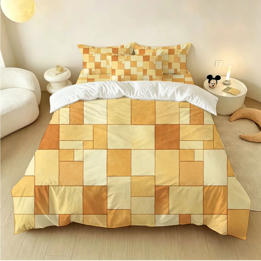 New design Contrasting Checkerboard Printed Coreless Down Duvet Cover Set, Multi Size Bedding Decoration, Machine Washable