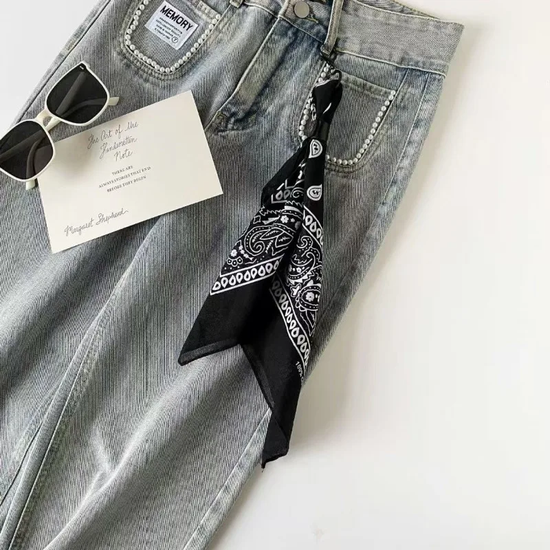 Zhang Linghe Celebrity Same Style Paisley Bandana Keychain Retro Hip Hop Scarf Charm for Jeans Streetwear Fashion Accessories