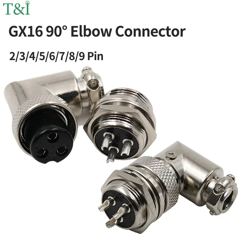 

5/10Sets GX16 Aviation Plug Socket GX16-2/3/4/5/6/7/8/9 Pin 90-degree Right-angle Female+male Cable Waterproof Signal Connector