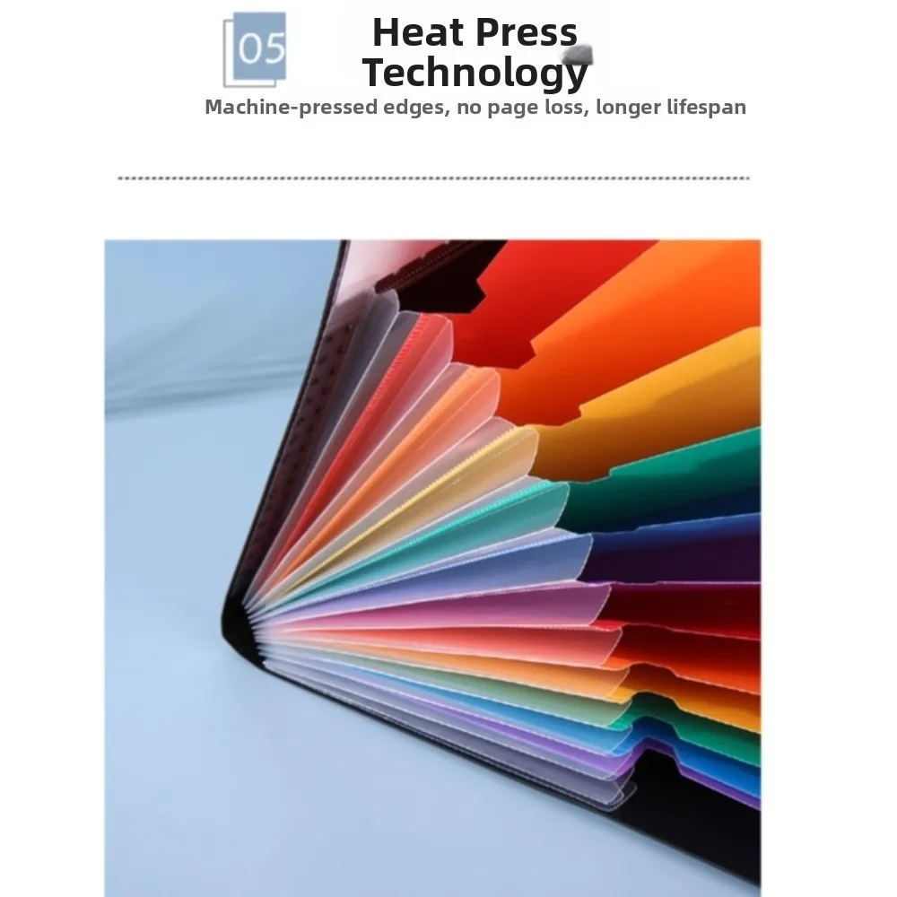 Multi-layer A4 Partition Folder with 12 Pockets Large-capacity Featuring 12 Colorful Labels Expansion File Folder Waterproof
