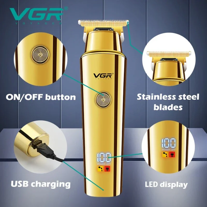 VGR Hair Clipper Rechargeable Hair Cutting Machine Cordless Hair Trimmer Electric Haircut Bald Head Zero Cutting Machine V-947