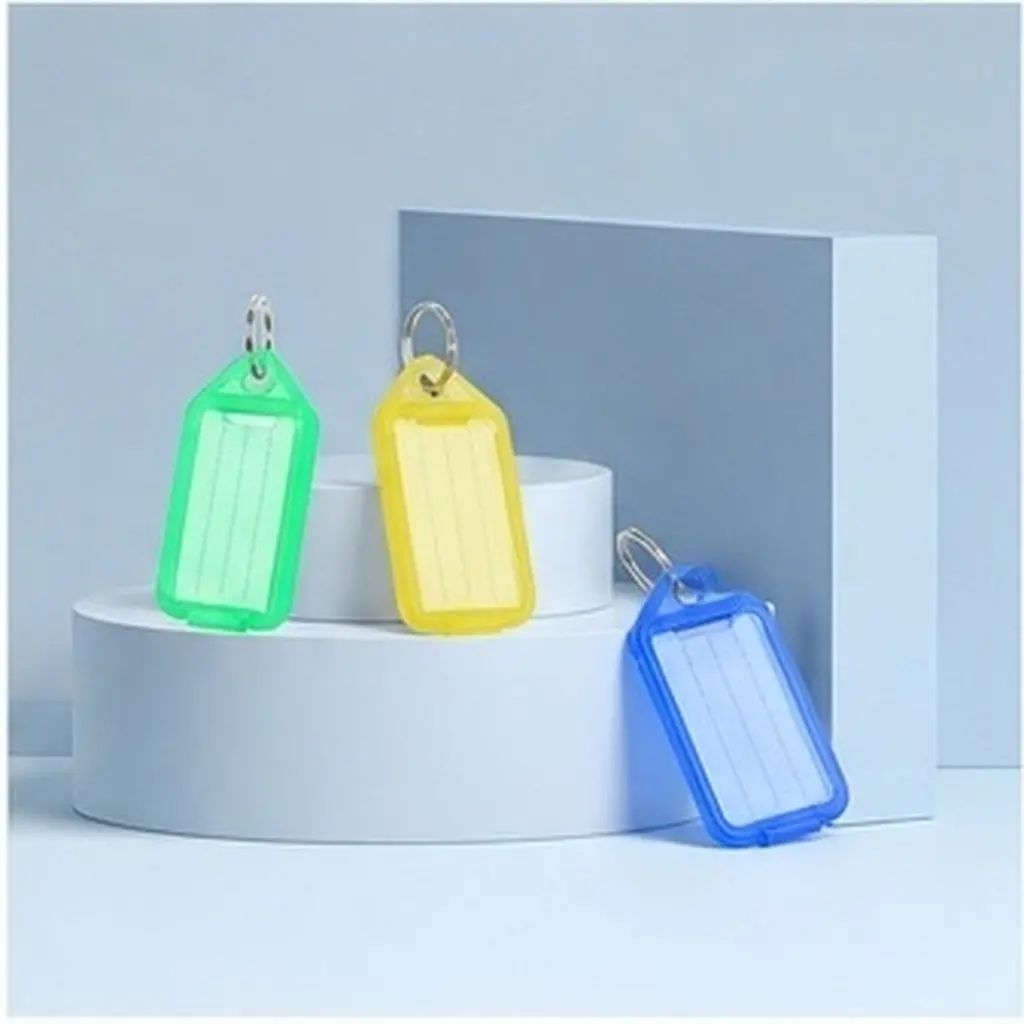 20Pcs Plastic Key Fobs Colorful Key Id Tags with White Paper Insert Strong Rings for Keys Luggage flash memory card Labels