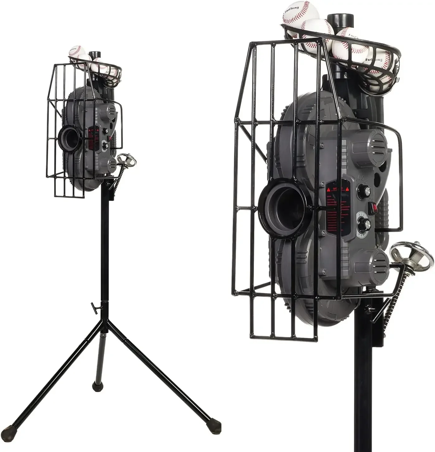 

Dual-Wheel Baseball Pitching Machine for Solo Hitting Training, Fielding or Coaching, 40 to 68 MPH, Easy to Adjust Angle