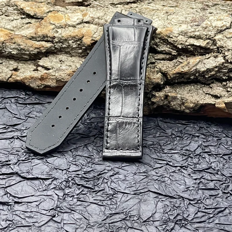 FUYIJIA New Custom H-UBLOT Watch Band Alligator Strap 25MM 32MM Calibrator Genuine Leather Belt Waterproof Cordovan Watchbands