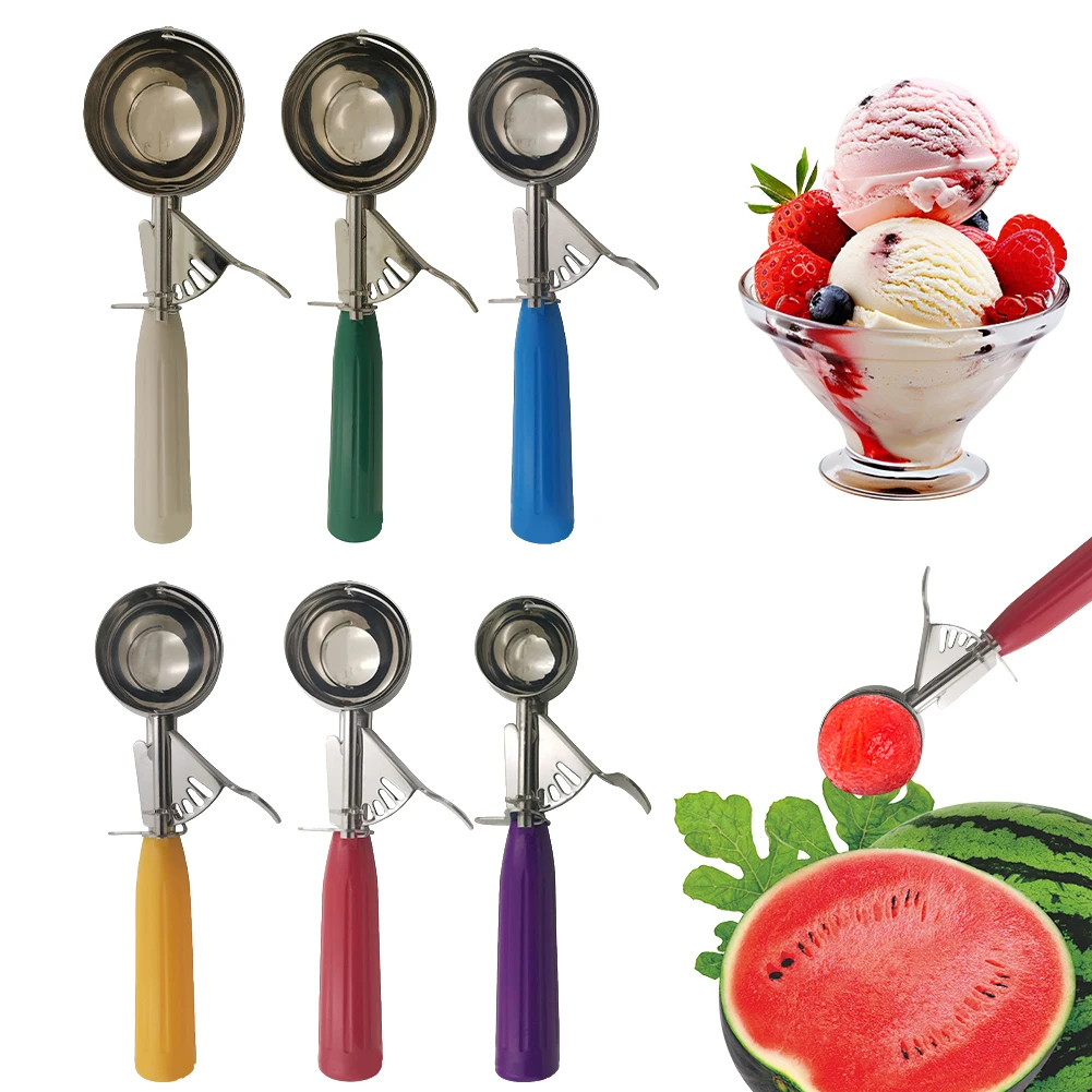 

Stainless Steel Ice Cream Ball Scoop Multipropose Ice Cream Scoop with Trigger Ice Cream Digger for Cookie Ice Cream