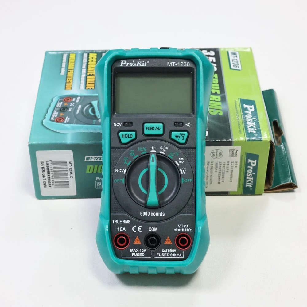 

Pro's kit MT-1236 digital multimeter ACA, ACV, DCA, DCV Automatic range electrical burn prevention meter