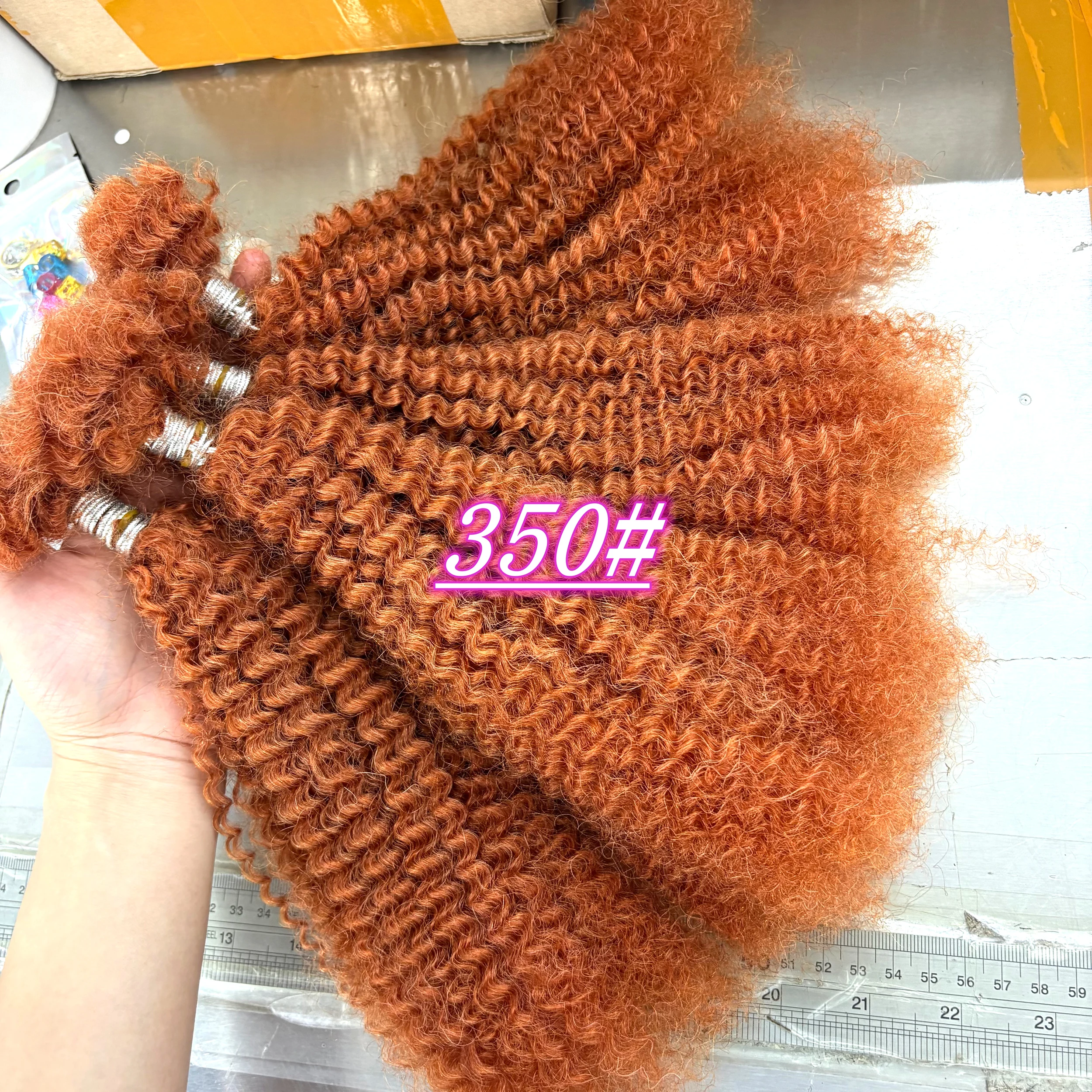 350# 4C Afro Kinky Curly 100%Human Hair Bulk Extensions No Weft 30g/Bundle for Permanent Micro Locs/Twists/Braids/Repair Locs