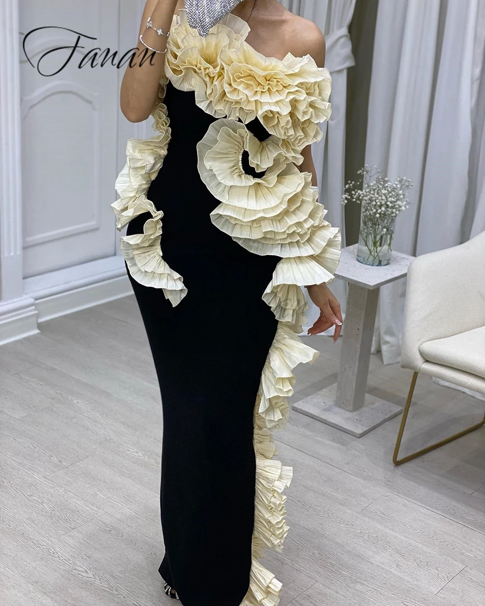 Customized Exquisite Prom Gown Sleeveless Backless Patchwork فساتين سهرة فخمه Evening Party Dresses Scalloped Celebrity Banquet