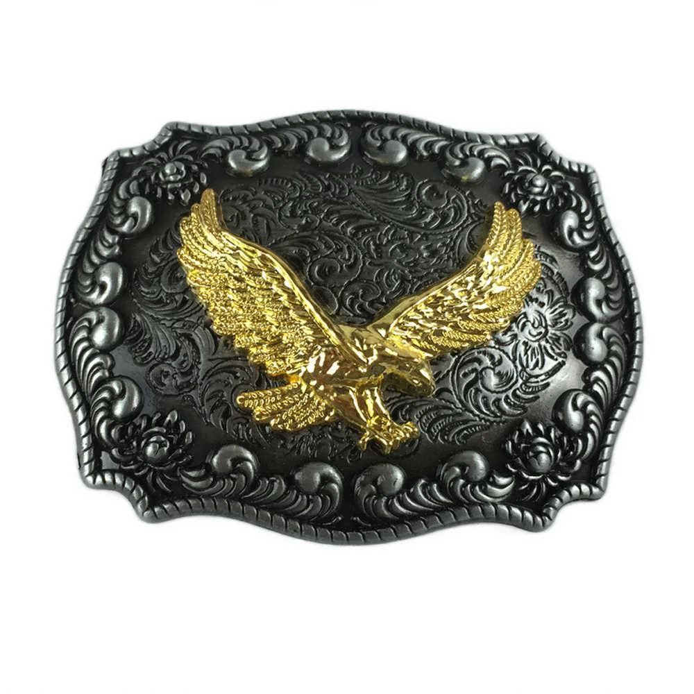 

Retro Fashion Belt Buckle for Men Zinc Alloy Western Cowboy Gold Eagle Designer Waist Buckle