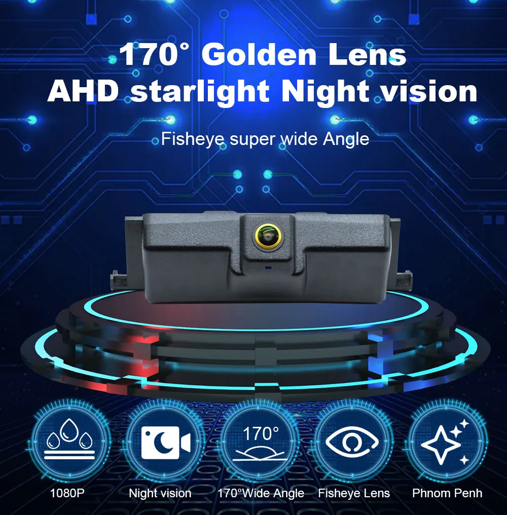 170° Golden Lens AHD 1080P Trunk handle Vehicle Rear View Car Camera For Ford Edge 2015 2016 2017 2018 2019 2020 Android Monitor