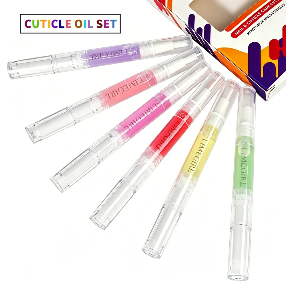 LIMEGIRL 6PCS Nail Care Nutritional Cuticle Oil Pen Gift Box Set for Nail Polish Nutrition Oil Dead Skin Crack Care Nail Set