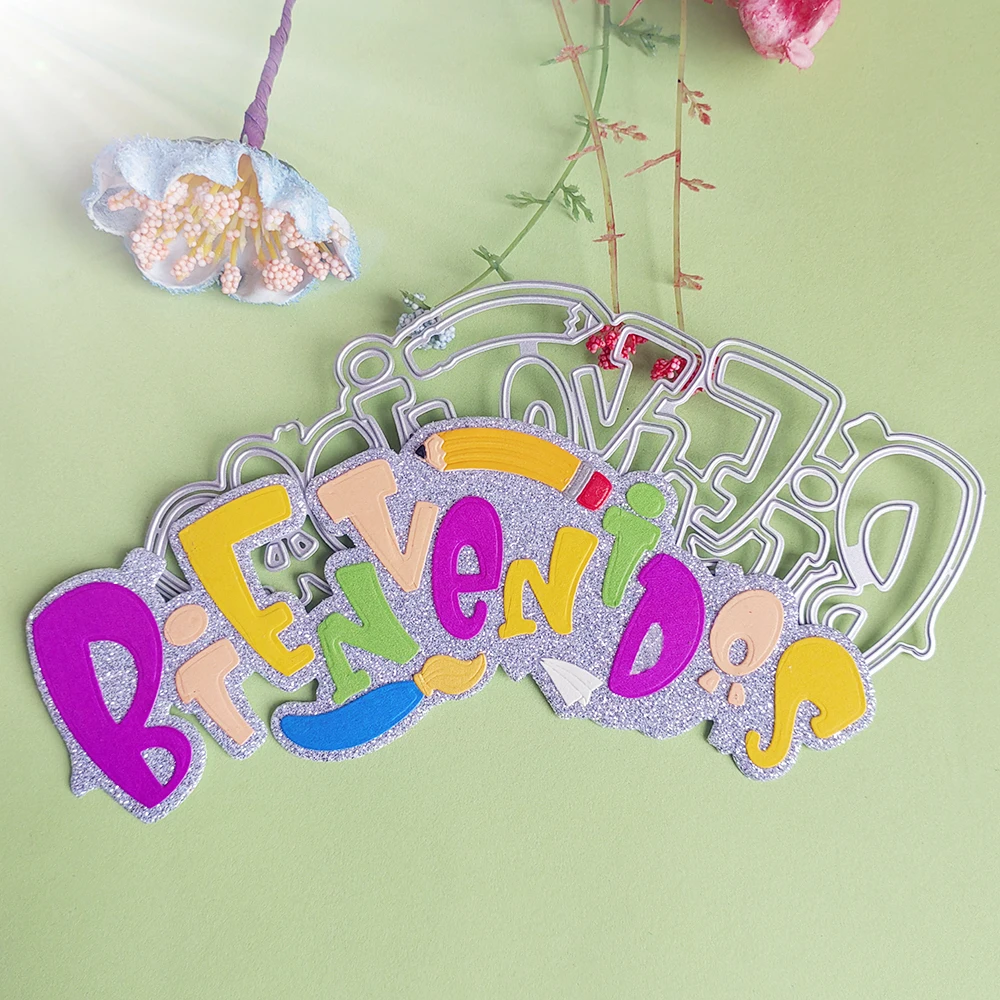 Ładne hiszpańskie powitanie wykrojniki scrapbooking dekoracyjna tłoczone dekoracja albumu fotograficznego tworzenie kartek DIY rzemiosło