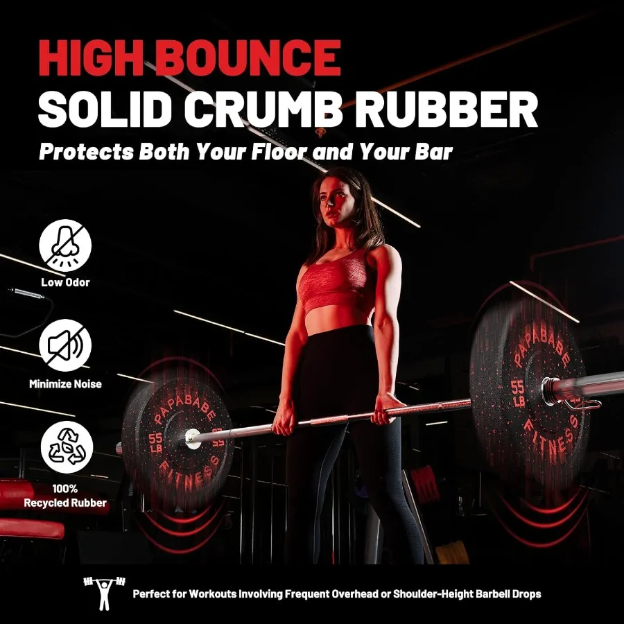 2-Inch Weight Plates Set with Floor Protection Rubber Coating for Barbell Strength Training and Weightlifting Available in Sing