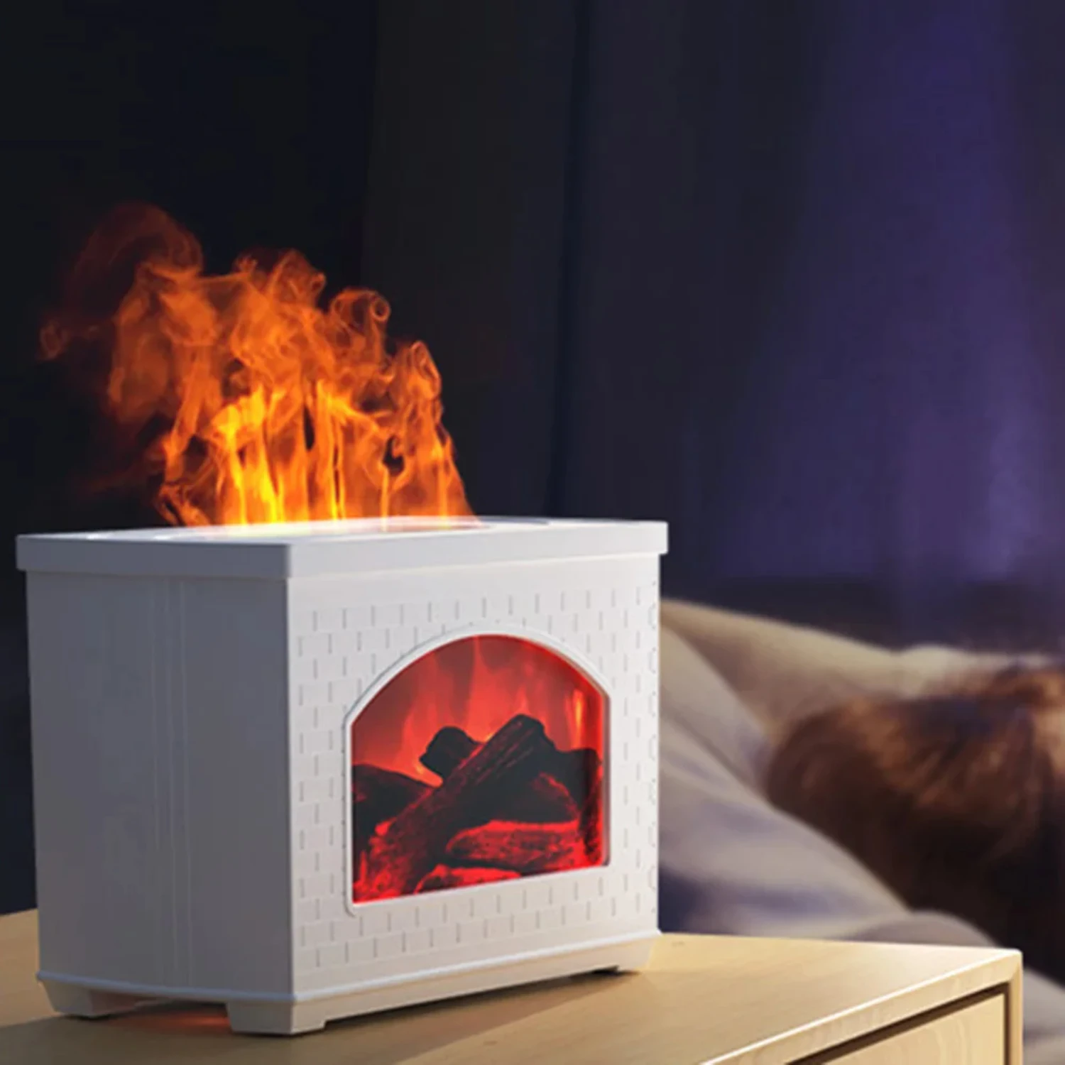 

USB Simulated Flame Effect Fireplace Air Humidifier Diffuser Aromatherapy Humidifiers Mist Sprayer Air Purifier
