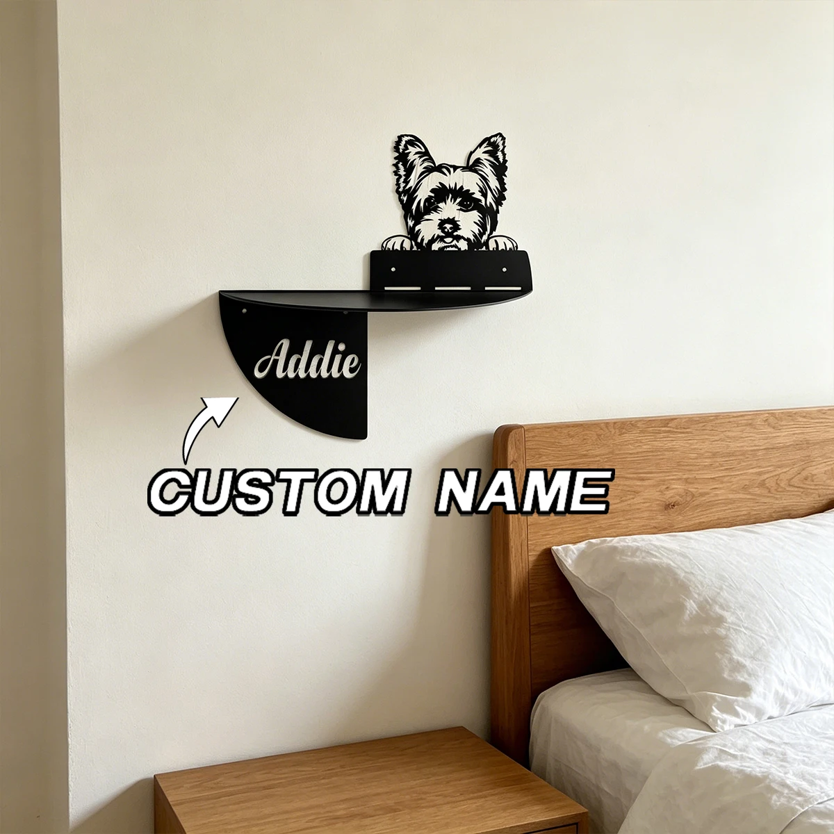 Personalized Yorkshire Terrier Metal Wall Shelf Space Saving Home Decor for Christmas Valentine's Day DIY Gift Metal Wall Art