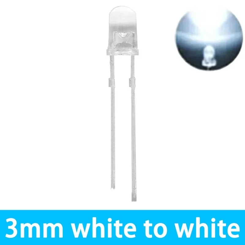 10pcs /100pcs LED Transparent Round 3MM Super Bright Water Clear Green Red White Yellow Blue Light LED Bulbs Emitting Diode